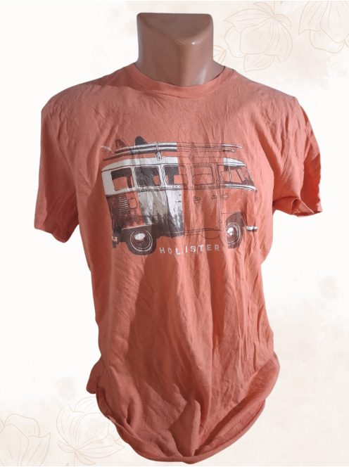 HOLLISTER férfi póló – Vintage narancs, „Retro Van” mintával M-es