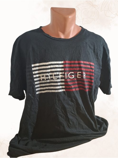 TOMMY HILFIGER férfi póló – Logómintás, fekete (XL)