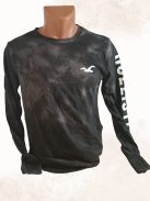 HOLLISTER hosszú ujjú férfi póló – Fekete, márkajelzéses grafikával (XS)