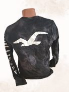 HOLLISTER hosszú ujjú férfi póló – Fekete, márkajelzéses grafikával (XS)
